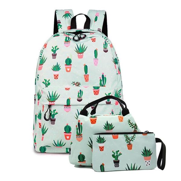 

outdoor bags water resistant fashion cactus printed school backpack with 15.6 inch lapsleeve cute bookbag for girls student stat