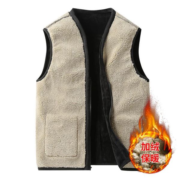 

men's vests vest jacket mens winter fleece waistcoat casual warm sleeveless plus size clothing, Black;white