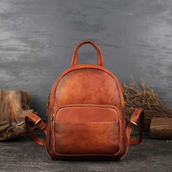 

school bags 2021 head leather backpack women's solid travel student middle bag