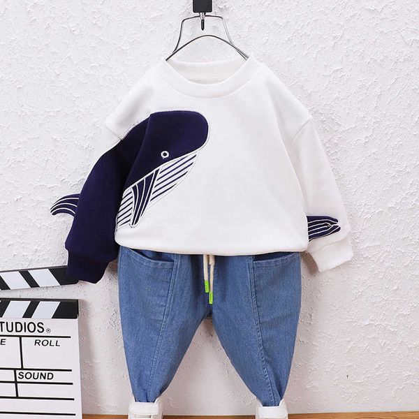 Bear Leader Baby Jungen Herbst Kleidung für Kinder Kleinkind Kleidung Sets Herbst Shark Cartoon Sweatshirt + Jeans 2 Stück Casual Kostüme G1023