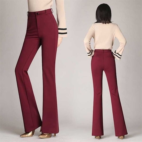 

atdyspm brand fashion women pants trousers stretch high waist flare plus size black navy office casual 211124, Black;white