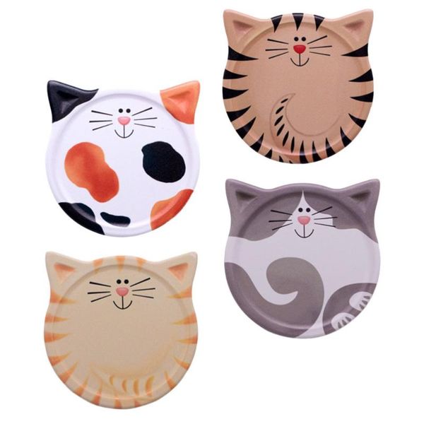 

mats & pads 1 set 4pcs lovely cartoon coasters heat insulation cup ceramic placemats