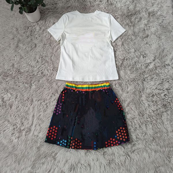 

women two piece dress letter short sleeve t-shirts+skirt summer jogging suit crew neck outfits casual sportswear running clothing 5023, White
