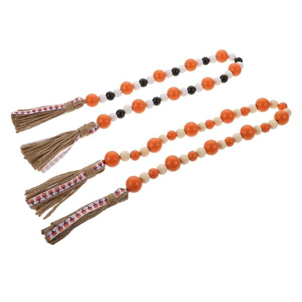 

decorative objects & figurines 2pcs wooden beads decors tassel pendants colored diy craft decoration