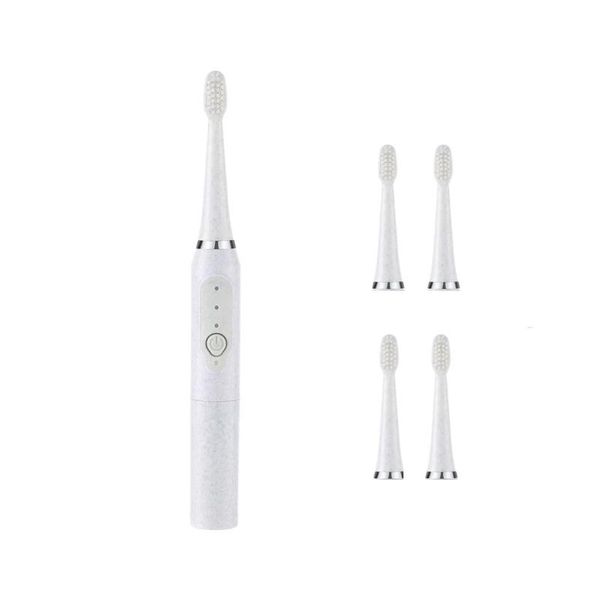 

smart electric toothbrush + 4 brush head ultrasonic universal non-rechargeable soft hair automatic waterproof travel set