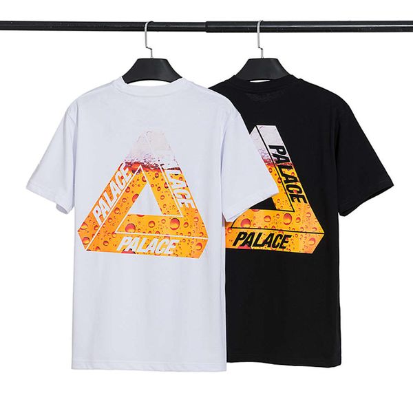 

trendy brand t shirt hops foam bubble triangle printing couples cotton short sleeves, White;black
