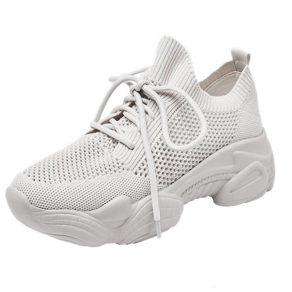 

mesh hollow out sneakers women breathable white pink black casual shoes thick heel summer platform height increasing sandals