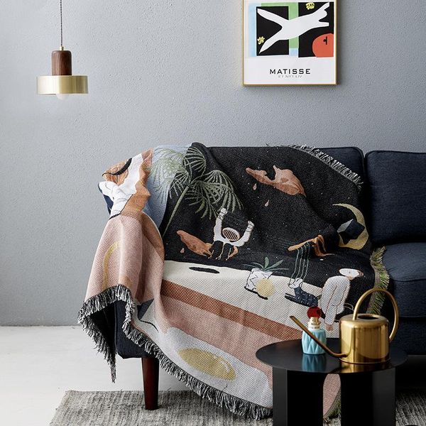 

blankets modern design nordic sofa blanket cover single double knitting throw casual bedroom bed end towel boho decor rug
