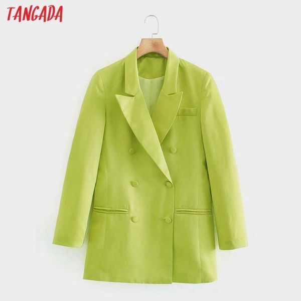 

women's suits & blazers tangada women 2021 fashion solid long blazer coat vintage double breasted sleeve female outerwear chic 2j40, White;black