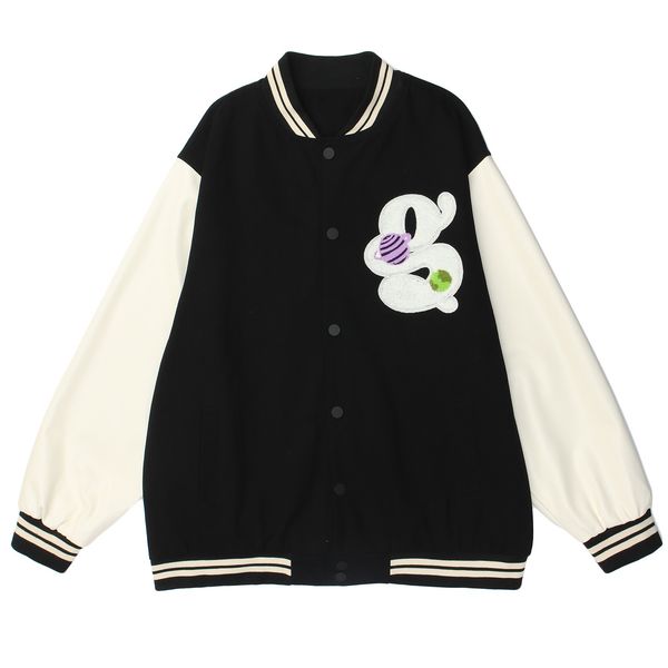 

men's jackets fall bomber jacket 2021, casual embroidered jacket, for hip hop, harajuku, music, note planets, Black;brown