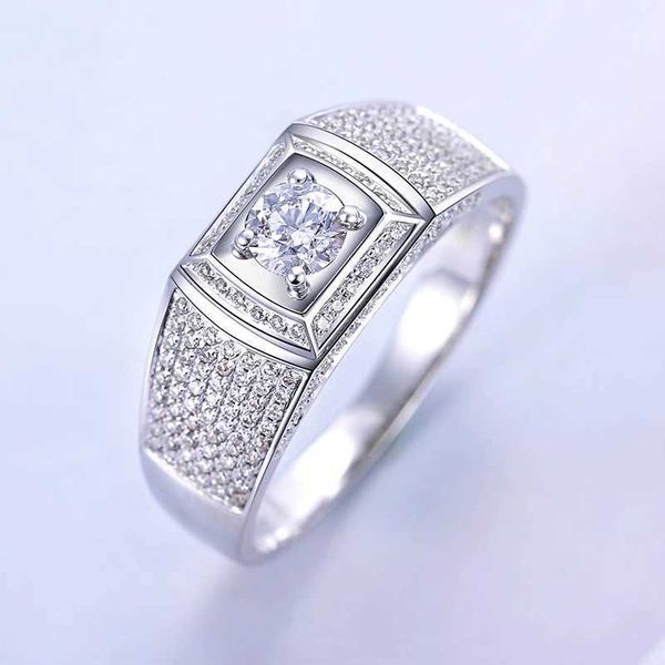 

ring men's white copper full diamond bold big diamond ring platinum plated opening adjustable domineering simple japan and south korea, Golden;silver