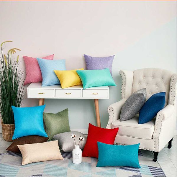 

cushion/decorative pillow solid plain double side print imitation linen cloth cushion covers cojin 45Ã45 40*40 throw pillows 50x50 sofa livi