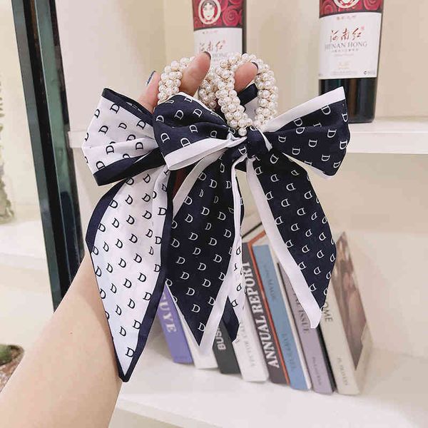 

small fragrance bow pearl hair band women's fashion new versatile ribbon ring, Pink