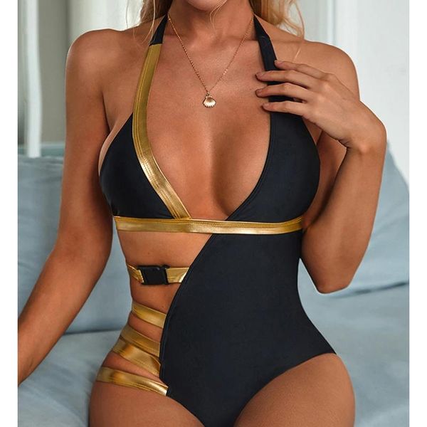 

women's swimwear y2k 2021 bikini female deep v-neck sleeveless swimsuits for women( s//l/xl, White;black