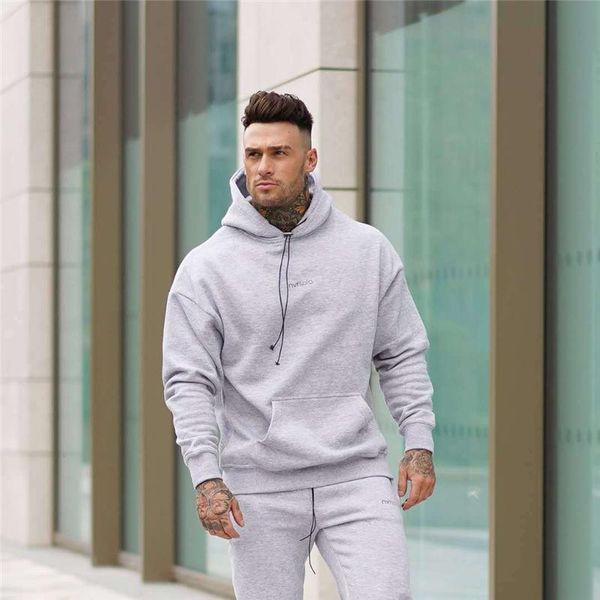 

men's hoodies & sweatshirts men fitness fashion hoodie male autumn and winter cotton leisure man jogger workout sportswear, Black