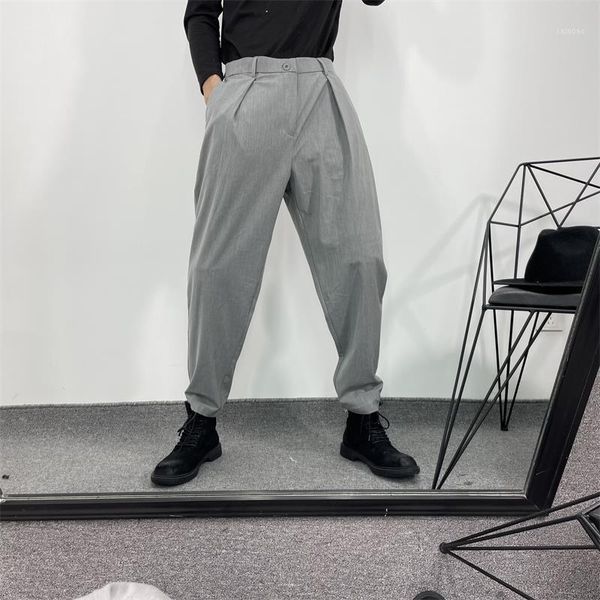 

men's pants casual of male tide spring and autumn style is contracted roll skirt leg trousers fashion loose small foot, Black