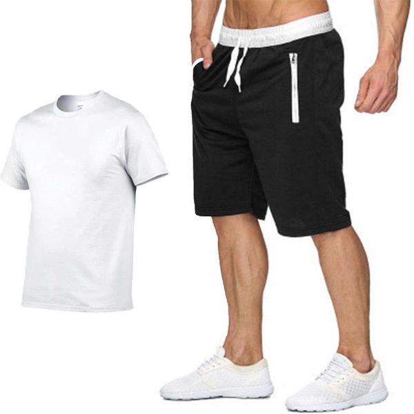 

men's t-shirts summer solid color casual short-sleeved shorts suit sports basketball uniform breathable t-shirt, White;black