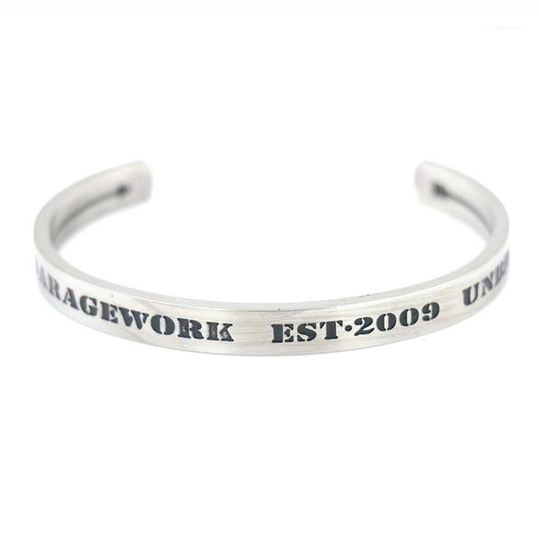 

dr-4 men west coast bangle gothic engraved digital letter opening stainless steel couple women bracelet lover jewelry1, Black