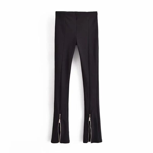 

casual pencil pants women trousers spring elegant high waist hem zipper split slim elasticity 2021 fashion streetwear women's & capris, Black;white