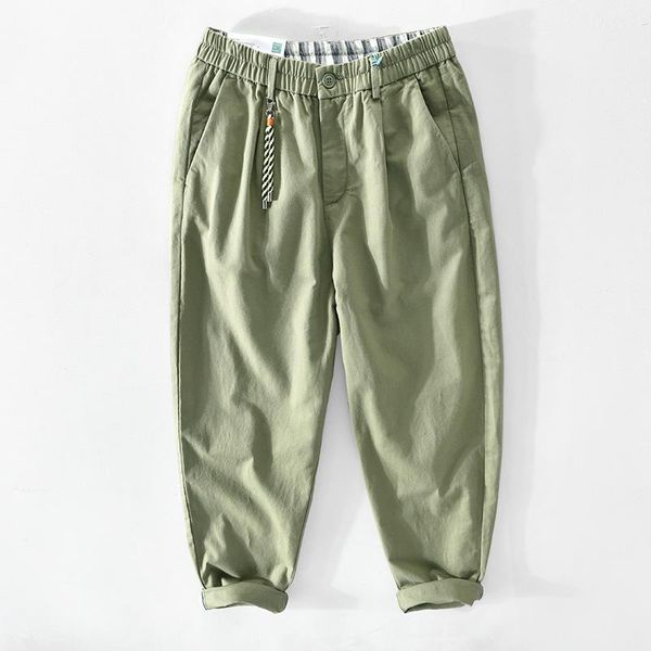 

men's pants summer men cargo japanese retro casual natural sport running all-match daily comfortable premium cotton durable trousers, Black