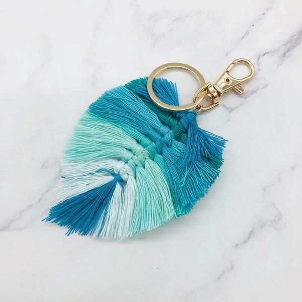 

12pcs hand-woven leaf tassels bag pendant bohemian style pendants key chain accessories 6colors 12cm*7cm, Black