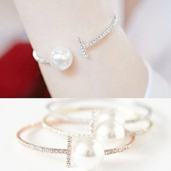 

new handband lady diamond pearl bracelet fashion popular diamond ring pearl bracelet, Black