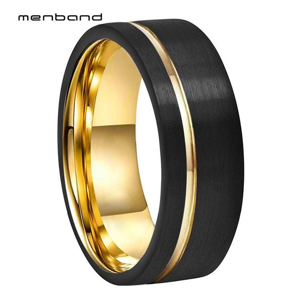 

wedding rings black gold rng men and women tungsten ring with comfort fit 8mm box available, Slivery;golden