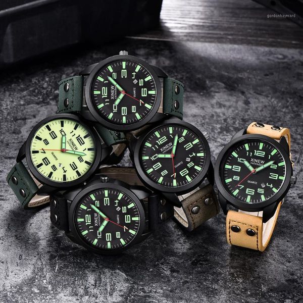 

mens fashion leather watches calendar army sports gift watch women reloj de mujer ladies 2021 simple wristwatches, Slivery;brown