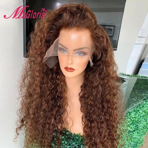 

180% transparent lace wigs colored curly front human hair honey blonde pre plucked remy brazilian for black women, Black;brown