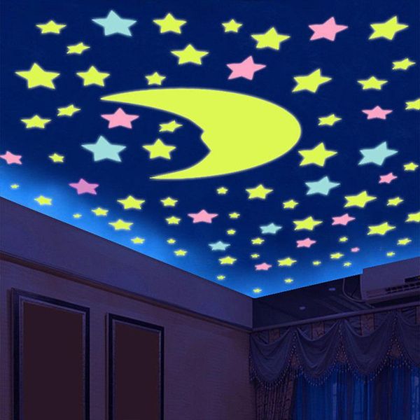 

wall stickers 50/100pcs 3d stars glow in the dark luminous fluorescent for kids baby room bedroom ceiling decor