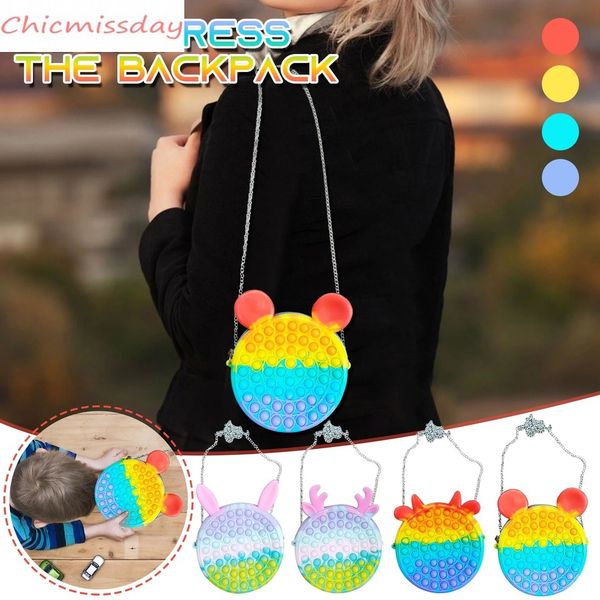 

novelty rainbow push bubble bag cosmetic bag purse wallet kids gifts fidget toys sensory toys bags finger bubbles game