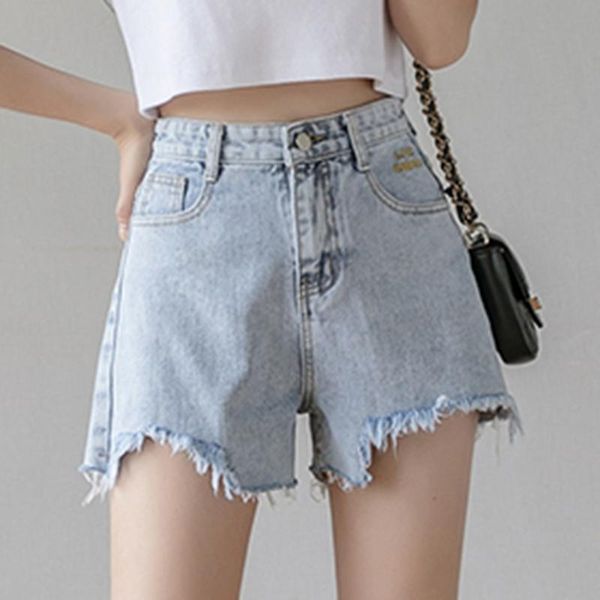 

frayed hem print embroidered summer ripped hole short jeans denim shorts for women s m  xl 2xl women's, White;black