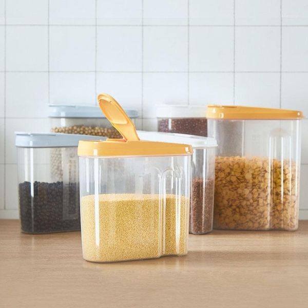 

storage bottles & jars rectangular tank transparent plastic food jar fresh-keeping sealed cereals milk powder