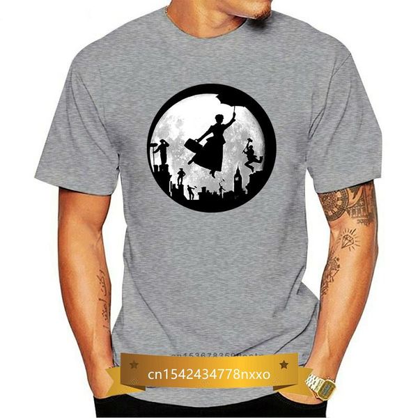 

men's t-shirts mary poppin tshirt full moon london roof fairy coming print digital movie t shirt eu size s-5xl 100% cotton, White;black