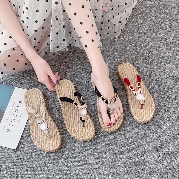 

slippers women flats slipper fashion summer flip flops leisure beach shoes, Black