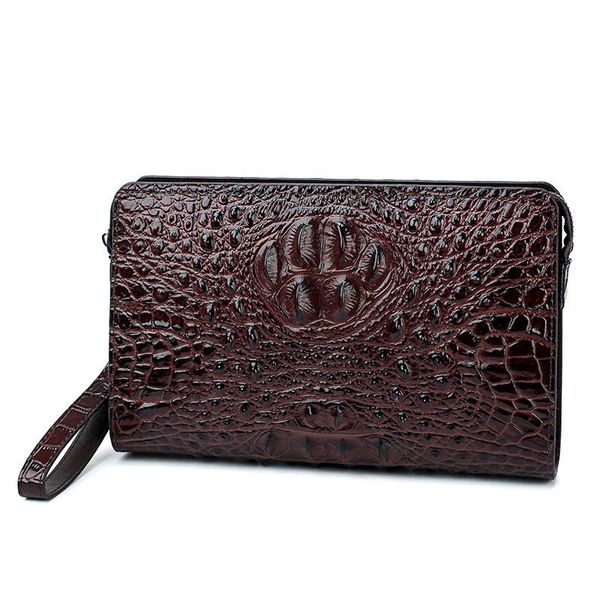 

wallets first layer cowhide alligator pattern men's hand clutch bag luxury fashionable clip fashion genuine leather, Red;black