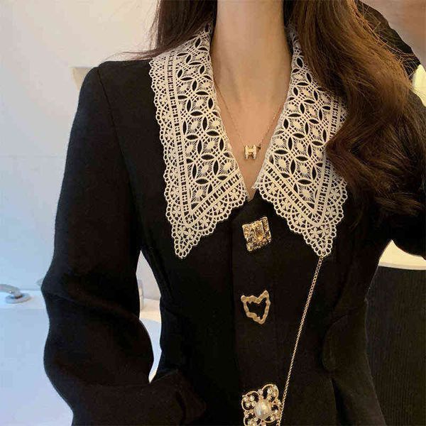

casual dresses french hepburn small black skirt dign sense of minority temperament baby collar dr's autumn 2022 style, Black;gray
