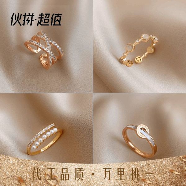

gold plated braided twist open net with red inlaid diamond adjustable joint index finger ring simple fashion ring for women, Silver