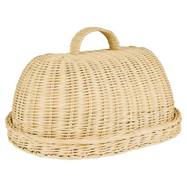 

storage baskets 1 set of kitchen food cover rattan basket protective (khaki)