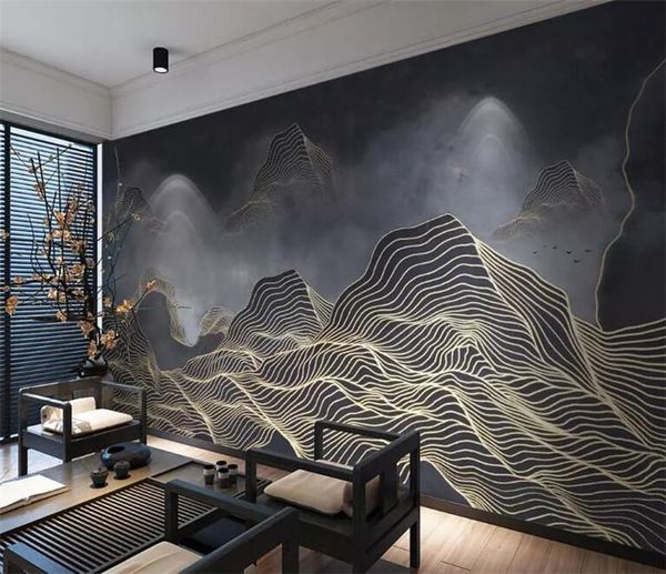 

wallpapers custom wallpaper 3d chinese abstract lines mood landscape background wall paintings 5d decorative 8d