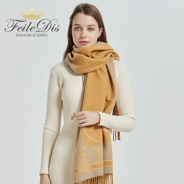 

scarves [feiledis]winter women scarf fashion solid soft cashmere for lady pashmina shawls wrap blanket bandana female as2023, Blue;gray