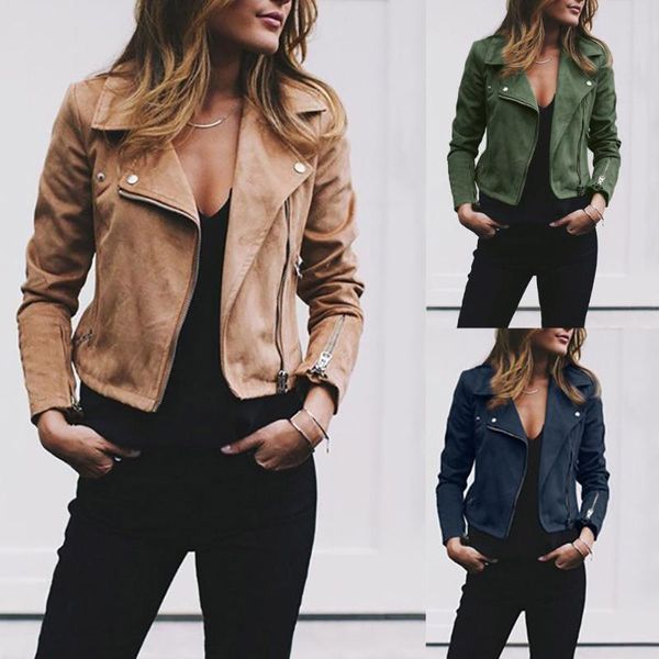 

women's jackets fashion womens long casual sleeve retro rivet zipper up bomber jacket coat outwear, Black;brown