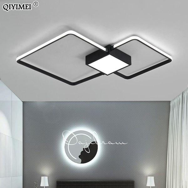 

modern led chandeliers light lamp living room lighting three square bedroom kitchen surface mount dimmable with remote control