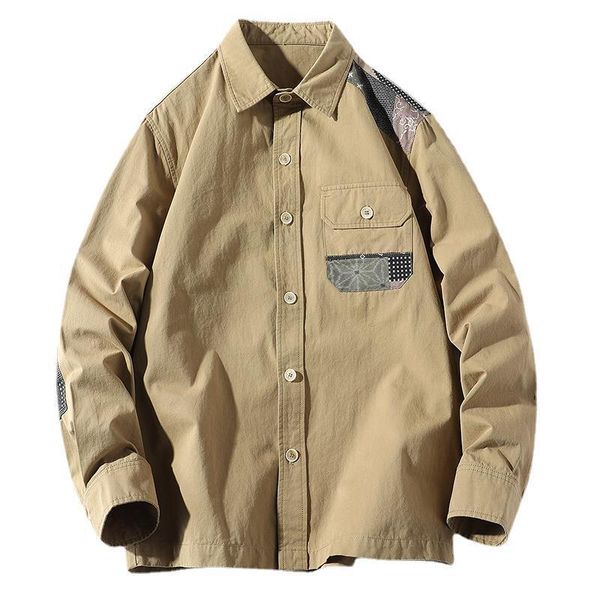 

men's jackets camisa masculina estilo safari vintage, casaco masculino de algodÃ£o com manga longa solto, primavera outono casual r, Black;brown