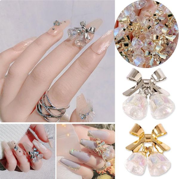 

nail art decorations manicure drills delicate luxury chains jewelry year bownot rhinestones, Silver;gold