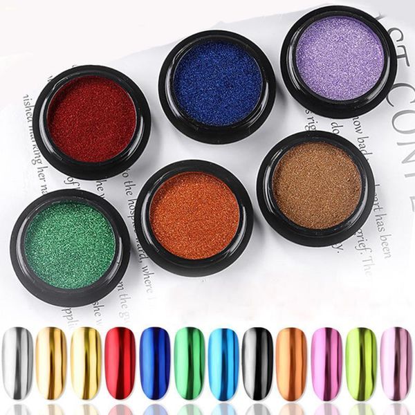 

nail mirror glitter powder metallic color art uv gel polishing chrome flakes pigment dust decorations manicure1, Silver;gold