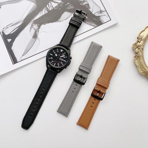 

watch bands 22mm 20mm leather strap for huawei gt2/samsung galaxy 3 s3/active 2 men/women bracelet wristband 4, Black;brown