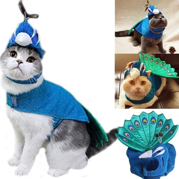 

cat costumes halloween peacock pet clothes funny plush coat kitten hoodie puppy dog party supplies dressing up