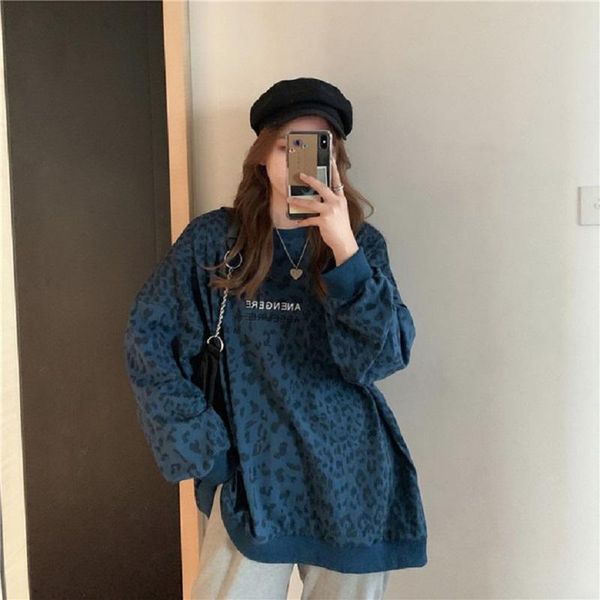 

women's hoodies & sweatshirts zogaa women leopard pullovers oversize autumn long sleeve trendy hip hop printed daily all-match harajuk, Black