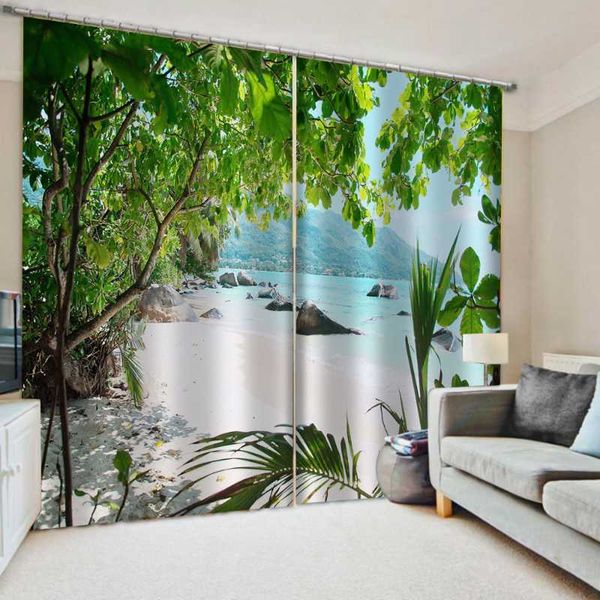 

curtain & drapes modern beautiful beach scenery curtains for living room bedroom 3d po blackout window home decor